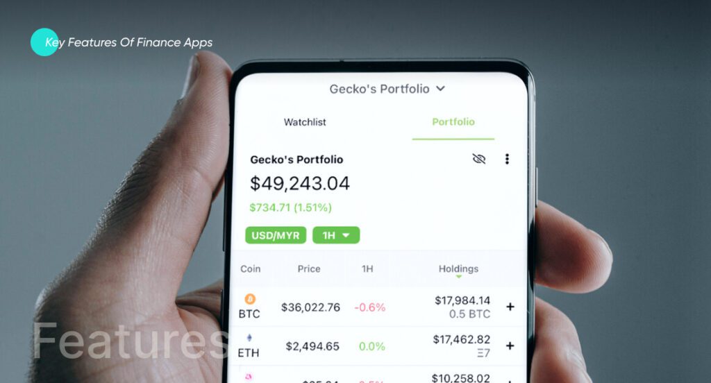Key features of finance app